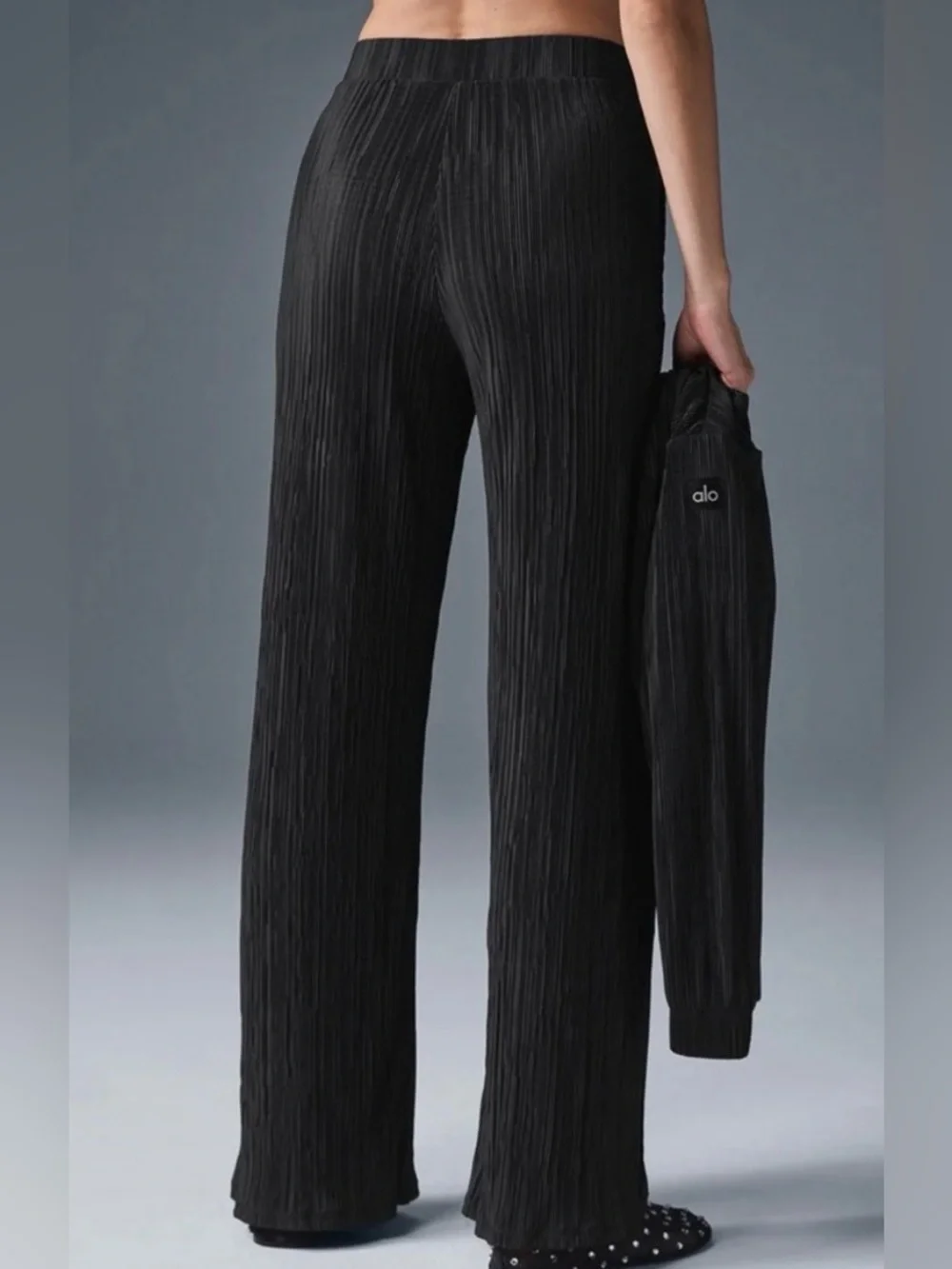 NWOT ALO Yoga High-Waist Micro Plisse Straight Leg Pants Size XXS